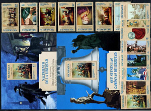 Никарагуа, 200 лет США, Униформа, Лошади, Парусники, 1976, 15 марок+2 блока Никарагуа, 200 лет США, Униформа, Лошади, Парусники, 1976, 15 марок+2 блока